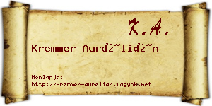 Kremmer Aurélián névjegykártya